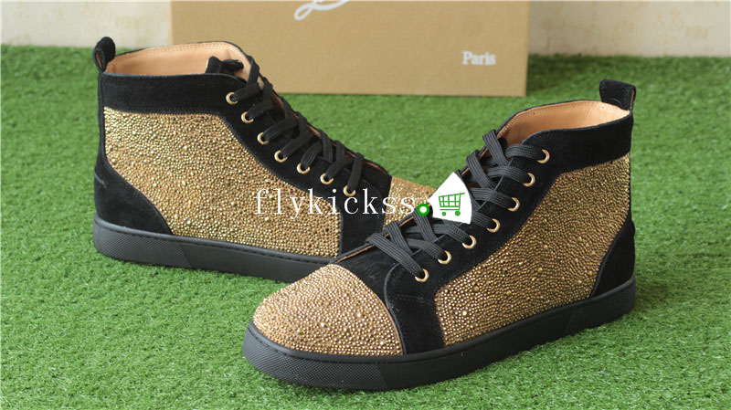 Christian Louboutin Flat Spike Sneaker High Top Golden Diamond